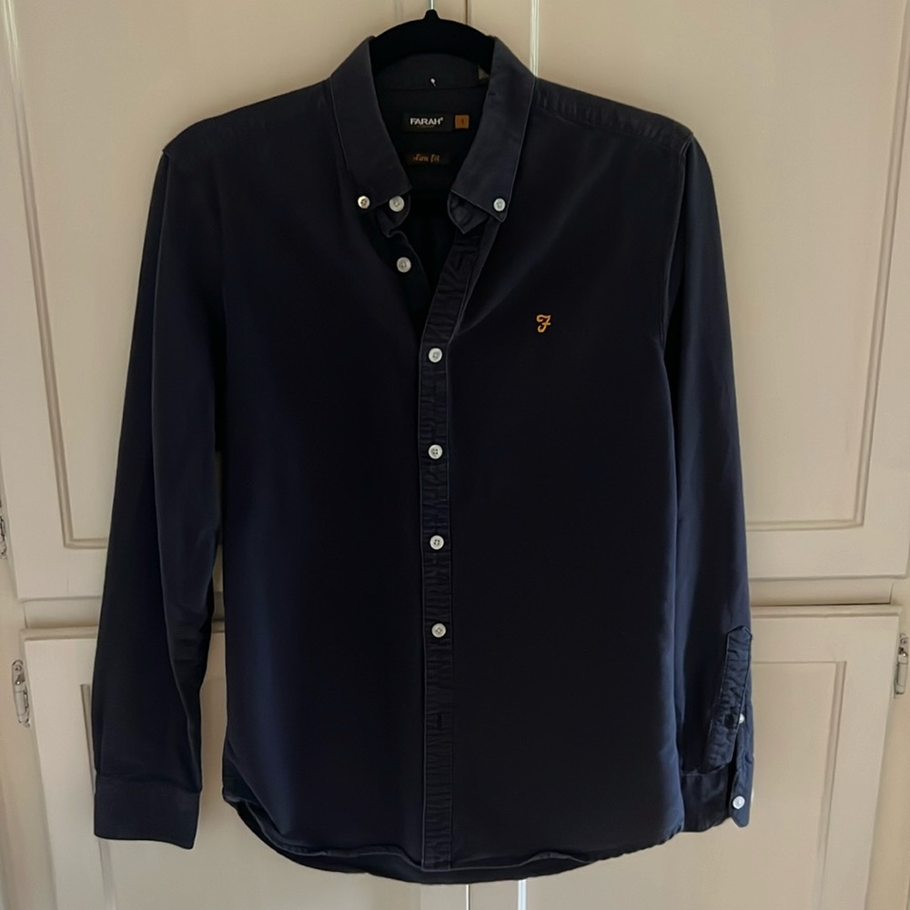 Men’s Farah vintage Oxford shirt navy blue small